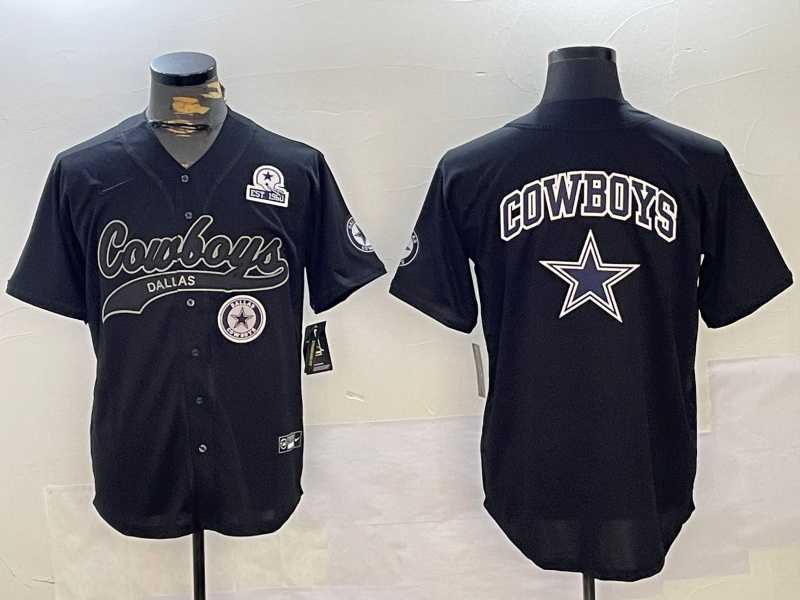 Men%27s Dallas Cowboys Team Big Logo Black With Patch Cool Base Stitched Baseball Jersey->denver broncos->NFL Jersey